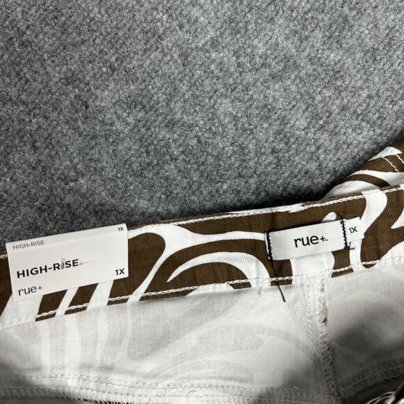 Rue21 Jeans Womens Plus 1X Brown White Denim Skate Straight Leg Wavy Stretch New - Picture 6 of 12